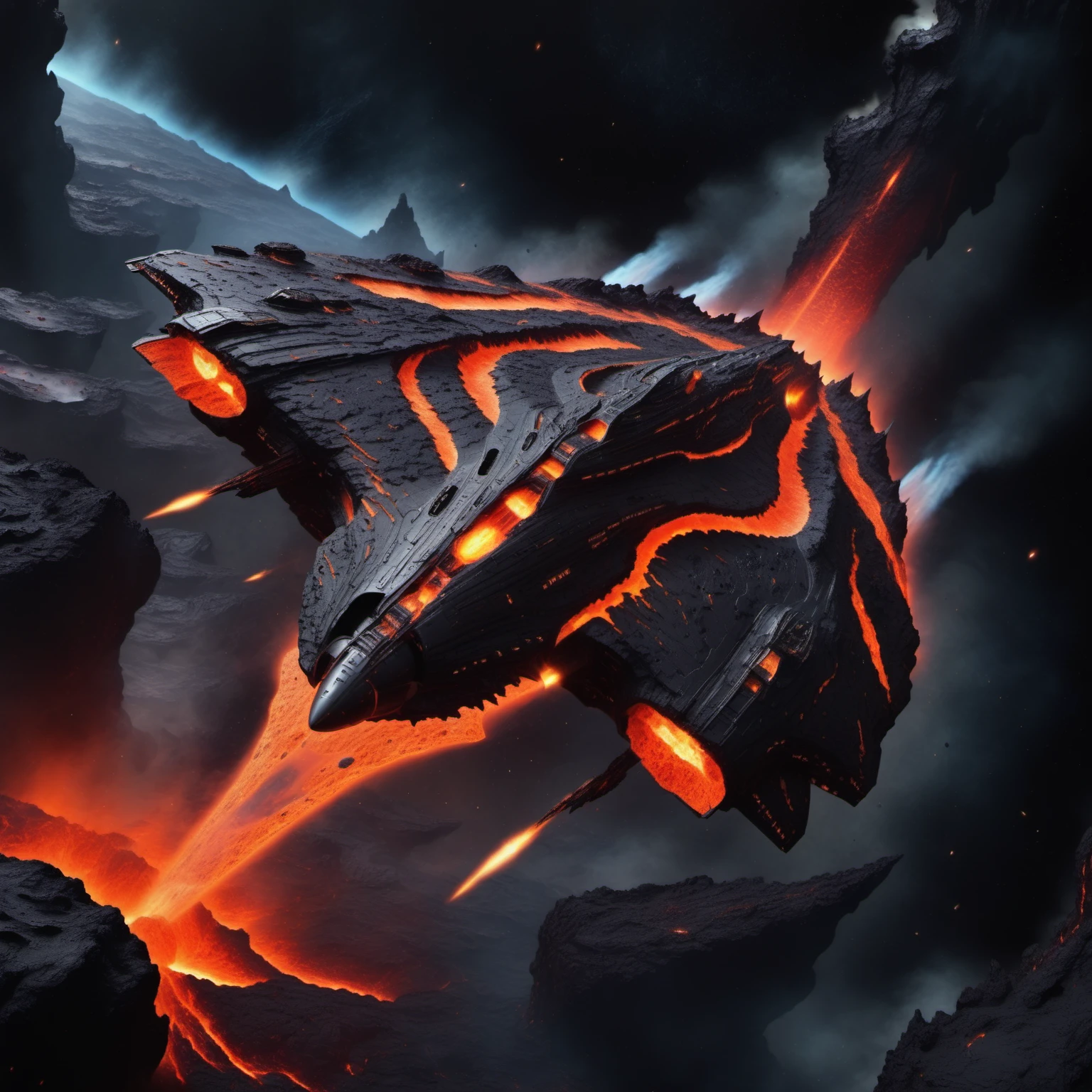 <lora:World_of_Brimstone_XL:1> worldofbrimstone, scifi, space ship, in space