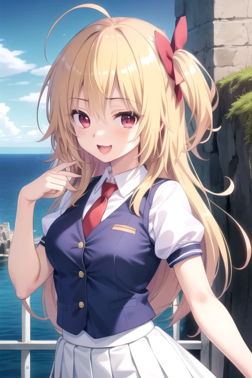(score_9,score_8_up,score_7_up),(anime:1.2), looking at viewer, (contrasting colors, bright colors:1.1), 1girl, 1boy, dark skinned male, male head out of frame, groping, breast grab, ntr, netorare, blush, lathe male, size difference, (Hana_Midorikawa:1.2) , smile, school uniform, blunt bangs, yellow lipstick, eyelashes, (outside school, detailed background:1.2),