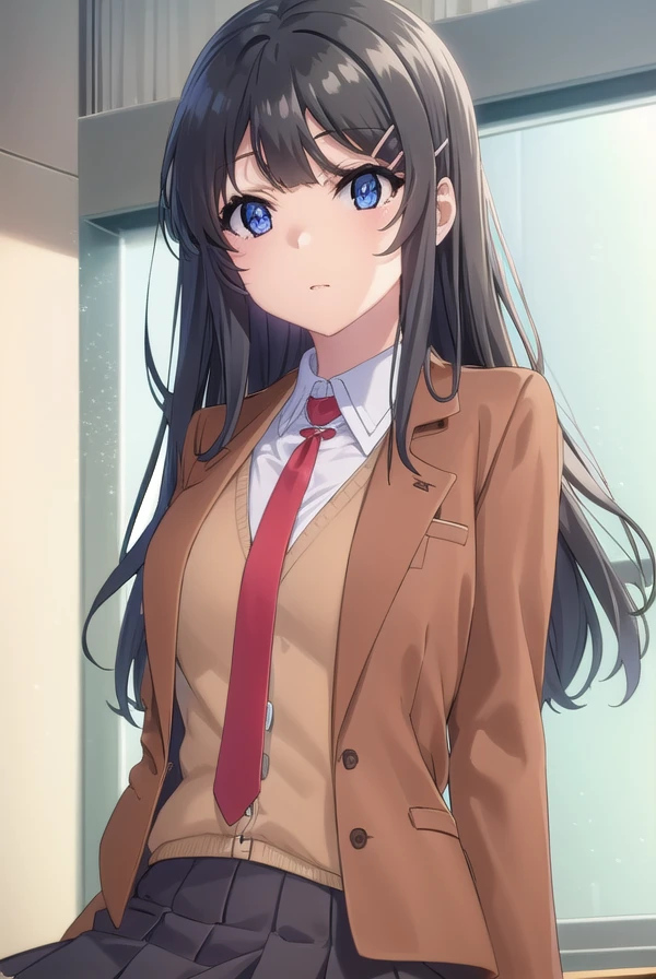 maisakurajima, <lora:mai sakurajima s1-lora-nochekaiser:1>,
mai sakurajima, long hair, bangs, (black hair:1.5), hair ornament, (purple eyes:1.1), hairclip, rabbit hair ornament,
BREAK skirt, shirt, school uniform, white shirt, short sleeves, pantyhose, pleated skirt, collared shirt, blue skirt, black pantyhose, red necktie, jacket, (brown jacket:1.5),
BREAK indoors, classroom,
BREAK looking at viewer, (cowboy shot:1.5),
BREAK <lyco:GoodHands-beta2:1>, (masterpiece:1.2), best quality, high resolution, unity 8k wallpaper, (illustration:0.8), (beautiful detailed eyes:1.6), extremely detailed face, perfect lighting, extremely detailed CG, (perfect hands, perfect anatomy),
