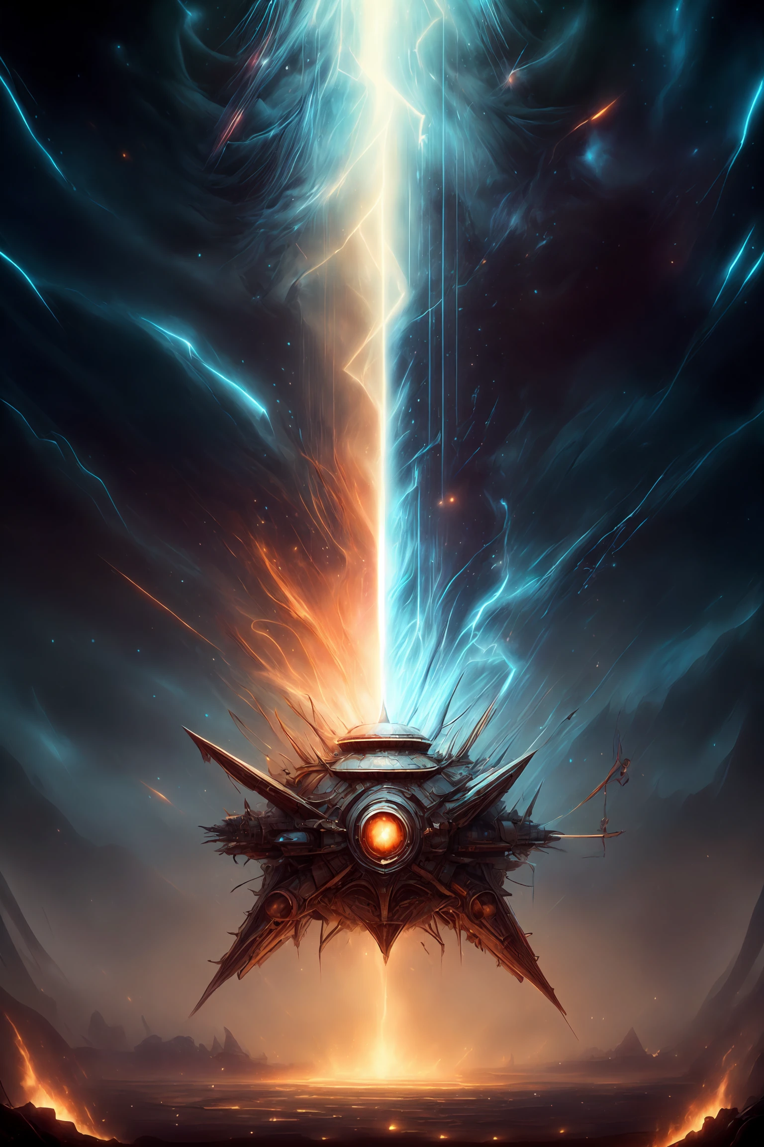 A breathtaking blend of Sebastien Hue's signature style and awe-inspiring sci-fi posters,showcasing an extravagant universe where intricate patterns form hypnotic constellations of light amidst swirling nebulae,<lora:ElementalMagicAIv2:1>,lightningmagicai vs firemagicai vs icemagicai,<lora:add_detail:1.4>,<lora:hyperrefiner_v090:1>,<lora:epi_noiseoffset2:0.5>,fractal quadrant