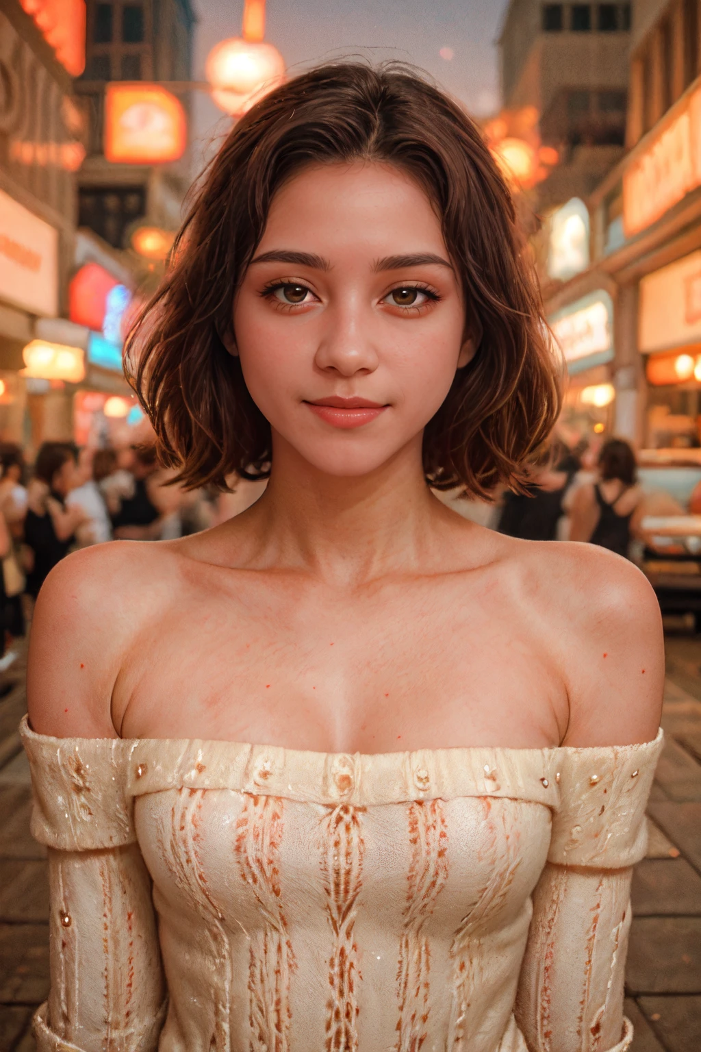 1girls, Nur, green Hair , 24 years old , full bloom, Lens flare, (8K, primitive, professional, Best quality, Masterpiece:1.2), (Realistic, Photorealistic:1.37), Ultra detailed, (25mm portrait wide angle), (highest detail view :1,2), (highest) detailed face:1,2), Cinematic lighting, 1girl, China, (ventania), Standing on the playground, Background ferris wheel, Perfect body beauty: 1,4, Miniskirt, stylish blouse, night time, warm white light, look at the camera, polite smile, short hair, hair at shoulder length, slightly above the shoulder, flawless, extremely realistic, make-up in vibrant shades, wear burgundy lipstick, Best Quality, 8K, Masterpiece:1.3)), Focus: 1.2, Perfect Body Beauty: 1.4, Hips: 1.2, , High Detail Facial and Skin Texture, Thin Eyes, Double Eyelids, , , Let it be in the amusement park, let it be toys