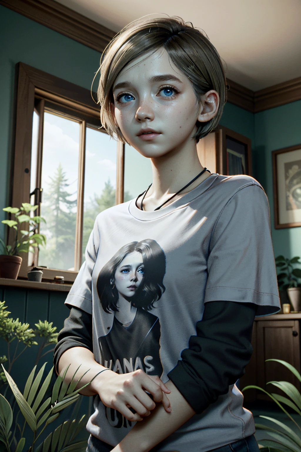 ((ultra detailed, masterpiece, absurdres))
<lora:TLOUSarah:0.9>
TLOUSarah, 1girl, blue eyes, blonde hair, short hair, abandoned house, moss, plants