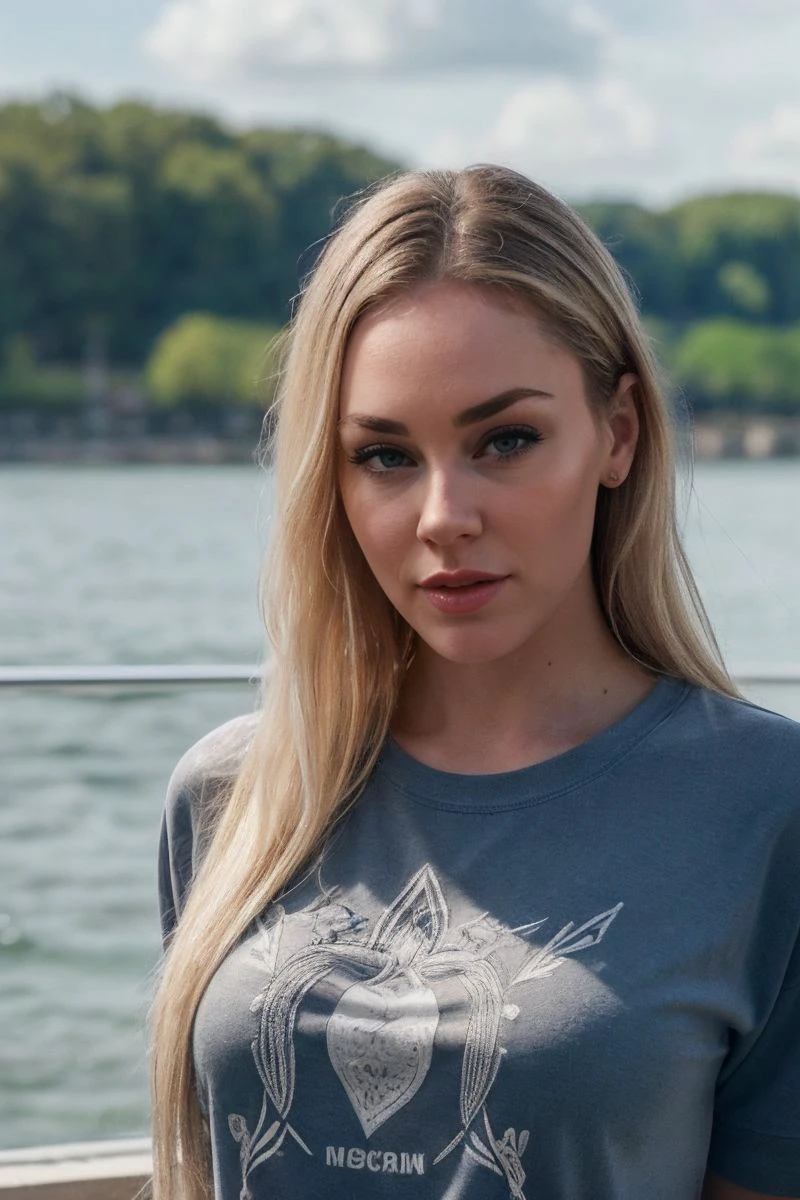 portrait of S296_AngieLynx,a beautiful woman,in a (body-of-water:1.1),wearing a (crewneck t-shirt:1.1),(wet-hair),(4k, RAW photo, best quality, depth of field, ultra high res:1.1),(absurdres, intricate, photorealistic, masterpiece, ultra-detailed:1.1),