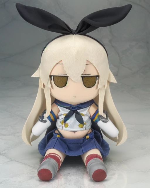 <lora:fumo-v1.0:1> fumo \(doll\), jitome, 1girl, solo, sitting, looking at viewer, <lora:shimakaze_v1.33:1> shimakaze