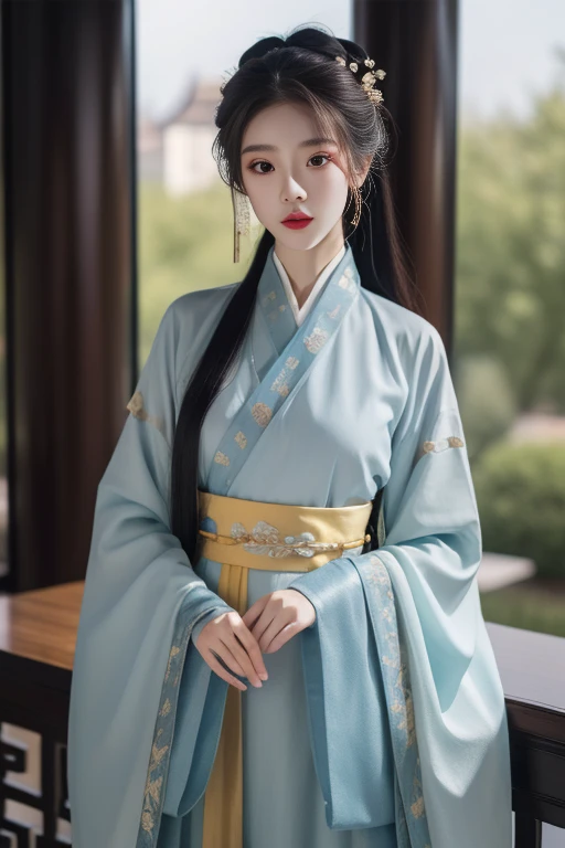 ltra-detailed,highly detailed,best quality,masterpiece,illustration,realistic,photorealistic,
hanfu-jingzhi, 1girl, solo,
hanfu, chinese clothes, wide sleeves, long sleeves, sash, see-through, layered clothes, traditional dress, colored dress,
looking at viewer, upper body,
<lora:hanfu jingzhi_v1_02:0.7>