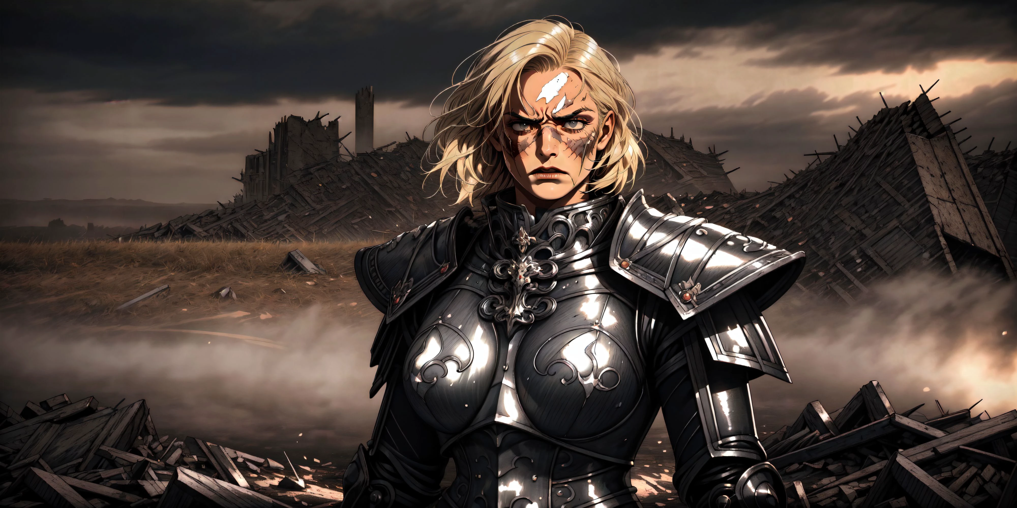warrior in armor silver, ((realism)), extremely high quality RAW photograph, ultra detailed photograph, sharp focus, high resolution, (detailed skin:1,3),high quality, film grain, Fujifilm XT3,Highly Detailed, movie, (Cinematic Photo:1.3) of (Realistic:1.3),(Disgusting:1.3) Photorealism, (Magical Photo:1.3) of (Realistic:1.3),
