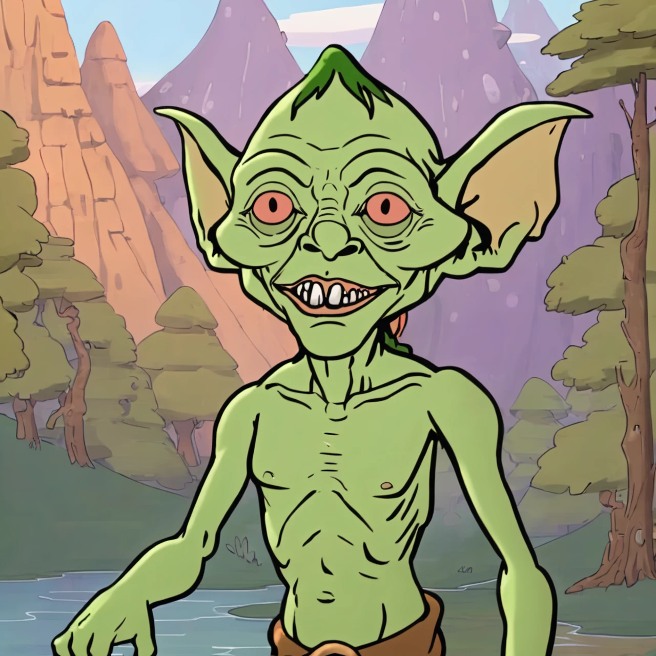 meatcanyon style, cel-shaded
goblin in the wilderness
<lora:meatcanyon-sdxl-v1:1>