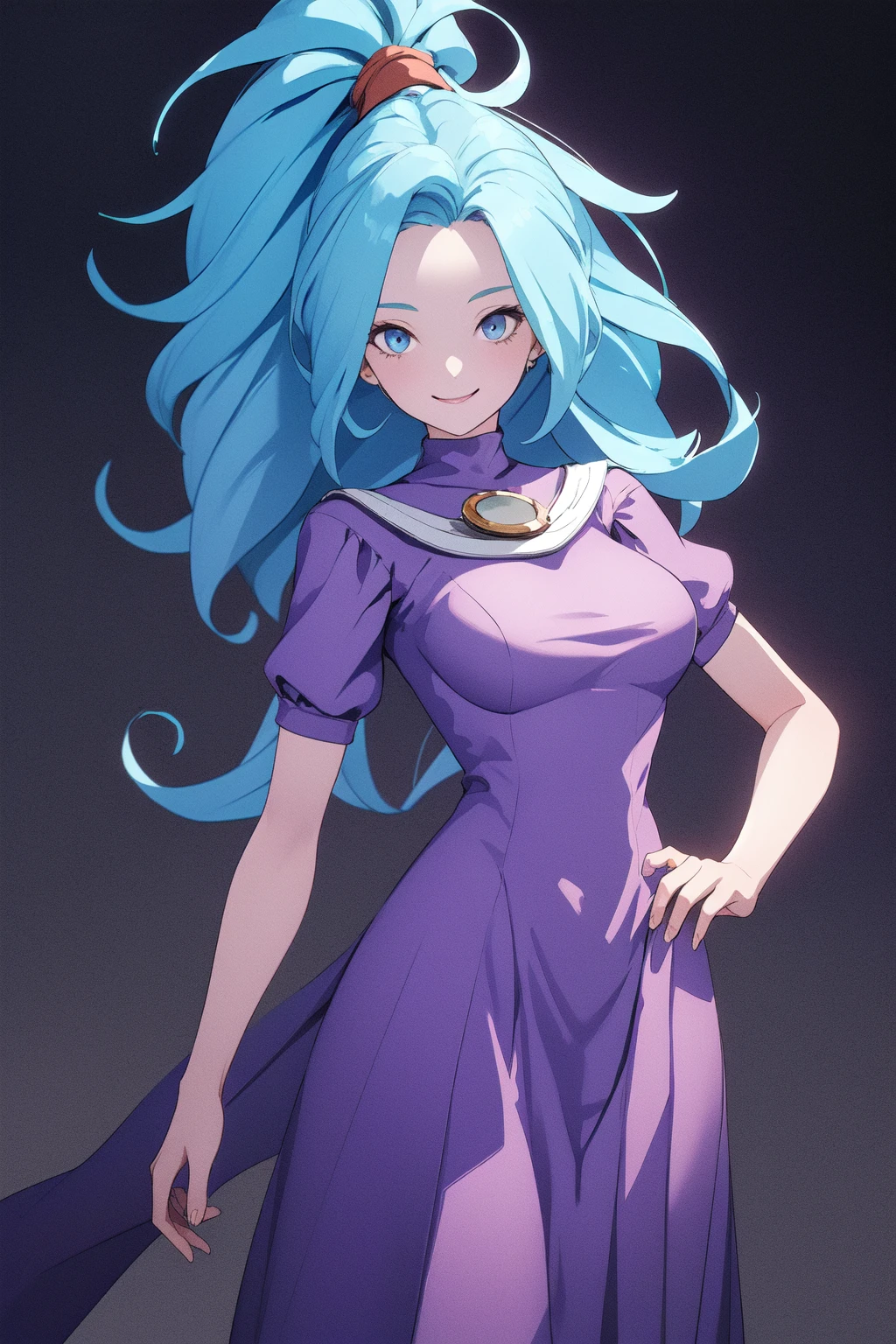 (RAW photo, best quality), 1girl, natural lighting <lora:chrono_trigger_schala_v1_2-000002:1>, chrono trigger schala, purple dress, light smile,