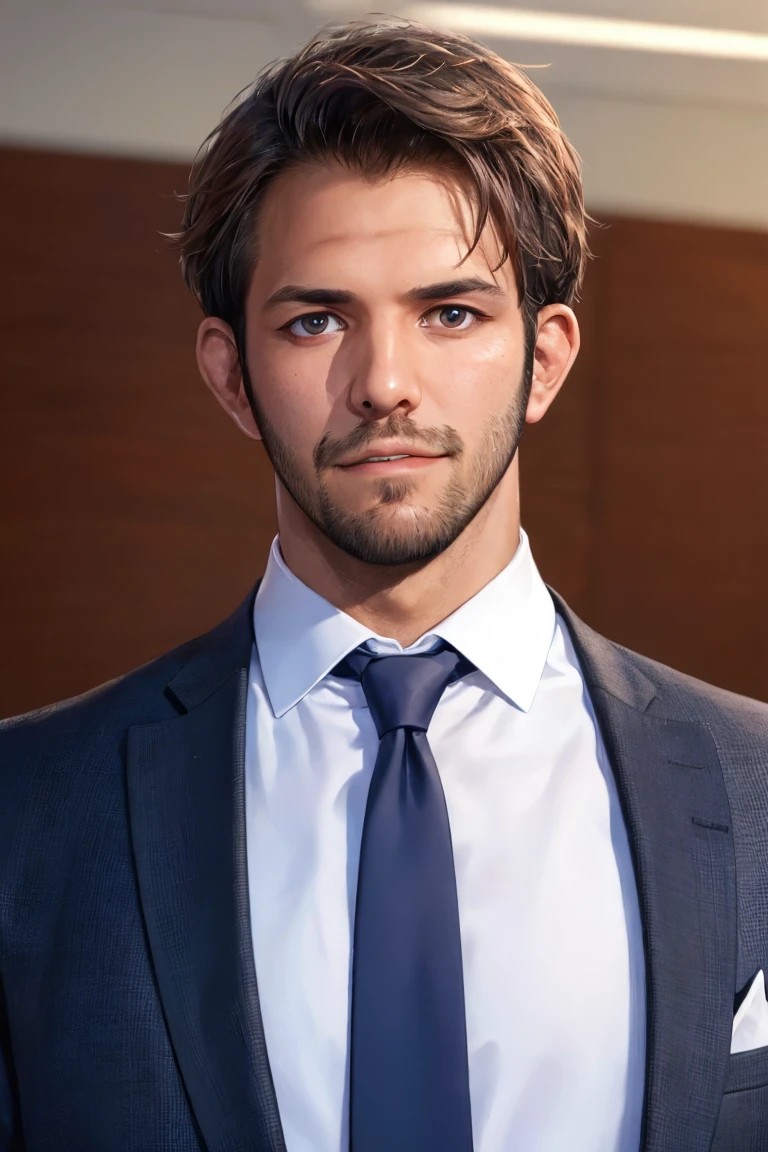 (masterpiece,  best quality:1.2),  smirk, stubble,  (depth of field:1.1),  photo of person,  stubble,  medium shot,  dress shirt,  suit,  tie,  portrait,  masterpiece,  highness,  perfect face,  perfect picture,  detailed eyes , sharp focus,  at the office,  mattrh,<lora:EMS-271749-EMS:1.000000>