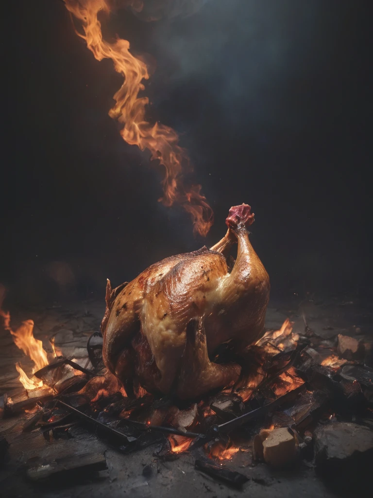 letitbrn, real, charred and burning overcooked chicken, desolation, dark, cinematic, global illumination, <lora:- SDXL - letitbrn_let_it_burn_V1.0:.8>