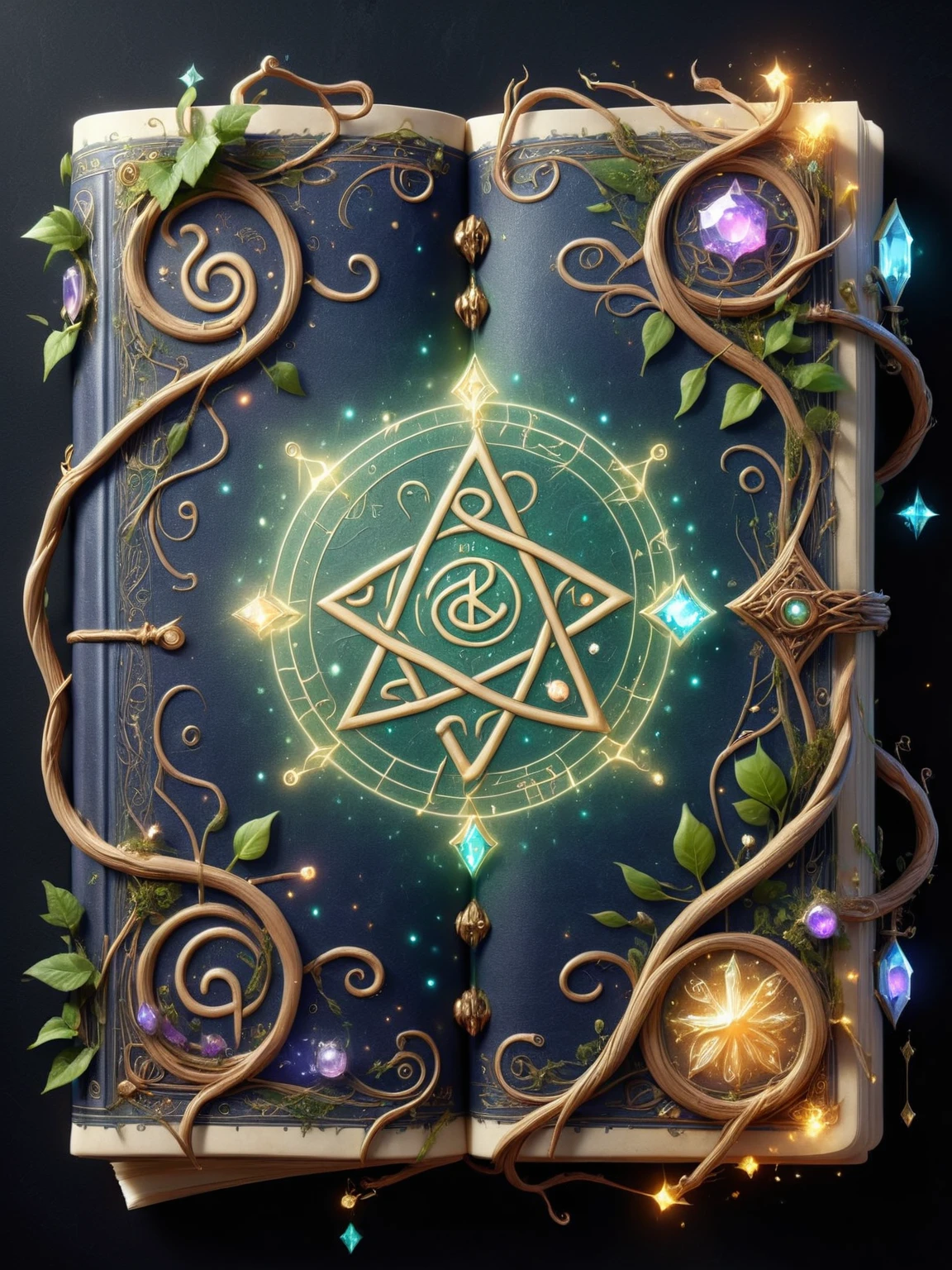 <lora:Fairy_Style_SDXL:1> An ais-fairy spellbook, its pages adorned with dancing runes and glimmering glyphs, inviting a journey into the mysteries of arcane knowledge.
