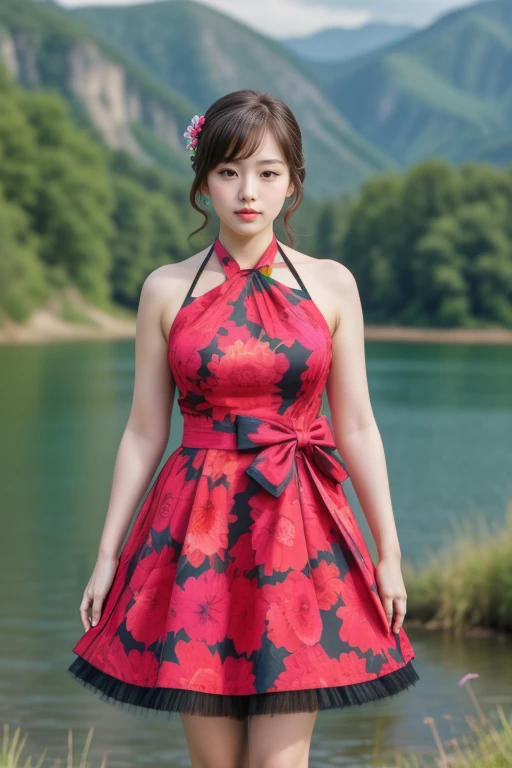 1woman, realistic, masterpiece, full body shot, scenic view
waist bow dress, elbow gloves, halter dress, floral print
<lora:Halter_Dress_By_Stable_Yogi:1>