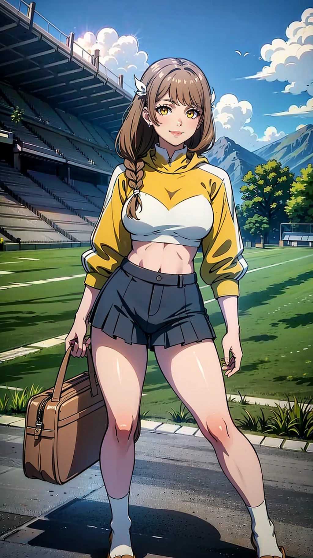 masterpiece, best quality, [machu picchu|stadium]
BREAK
1girl, solo, standing, facing viewer
BREAK
<lora:EPfeGoldmary-07:0.8>, EPfeGoldmary, yellow eyes, brown hair, smile
BREAK
[gradient top, turtleneck|halterneck]
BREAK
[white skirt, long skirt, pleated skirt|denim shorts]
BREAK
[tube socks, (wedge heels) |toeless footwear]