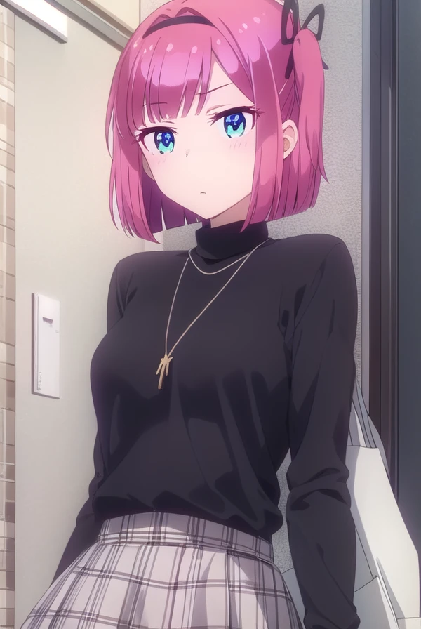 Cute girl , Short pink hair , Dark purple clothes , Combat stance , Brown eyes , Rough clothe s, baggy clothes