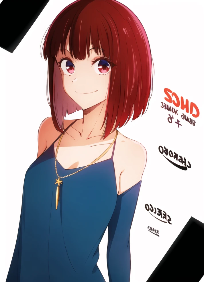 1girl, standing, looking_at_viewer, shiny_skin, white_background, collarbone, solo, solo, straight-on, arms_behind_back, happy, smile, necklace, upper_body,
<lora:homebrew_grafo_style:0.9>, <lora:kanav2:0.6>, red_hair, short_hair,