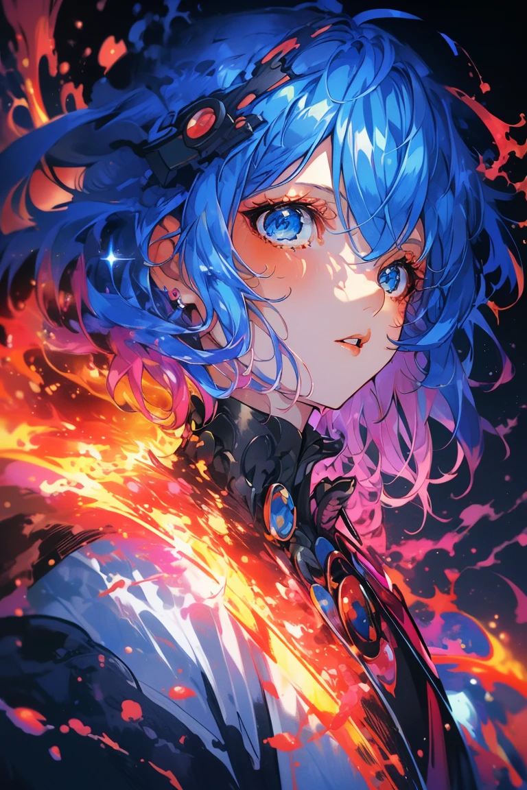 (Dramatic Painting:1.3) of a photo of a girl, gothic, moon, night, particles, sparkles, flames,(cyberpunk:1.2),(close portrait:1.3),(Feminine:1.4),(beautiful:1.4),(attractive:1.3),handsome,calendar pose,perfectly detailed eyes,studio lighting,thematic background,
<lora:Unleashed_V2:1.3>, shiny, shiny hair, shiny skin, shiny clothes