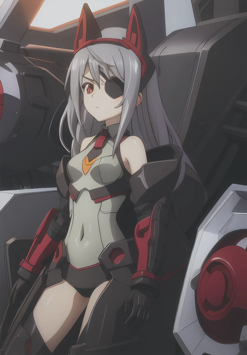 ultra-detailed, Explicit, Beautiful body, Beautiful Nose, Beautiful character design, perfect eyes, perfect face, ultra highres, 4K, beautiful legs, perfect legs, Nice hands, Perfect hand, Masterpiece, Best Quality, Highly detailed, illustration, absurdres, perfect anatomy, street fighter, doll suit, shadaloo doll, dollsuit, expressionless, blank eyes, looking at viewer, red gloves, emotionless, black latex, corrution, mind control, female combatant, full body, hypnotized, unhappy trance, full body suit, ribbed bodysuit, both arms at side, obey, perfect female body, extremely glossy latex, hypnosis, hypnoLora, empty eyes, Mind control device, poses, submissive_pose, Slave, stand up straight, standing, standing at attention, hat, necktie, belt, latex, ribbed bodysuit, thighhighs, garter belt, Fighting Stance, extending the right arm from the shoulder into the air with a straightened hand, military, thigh boots, 1girl, hair ornaments, grey hair, long hair, grey eyes, (((pixel-perfect, detail-perfect))), solo, 1girl, toudou kirin, The Asterisk War