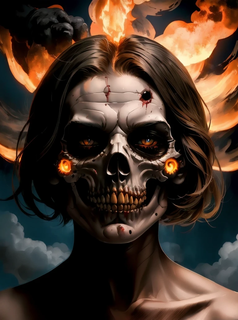 humans vs undead , <lora:Demon_War-000008:0.7> Demon_War, explosion, fire, smoke