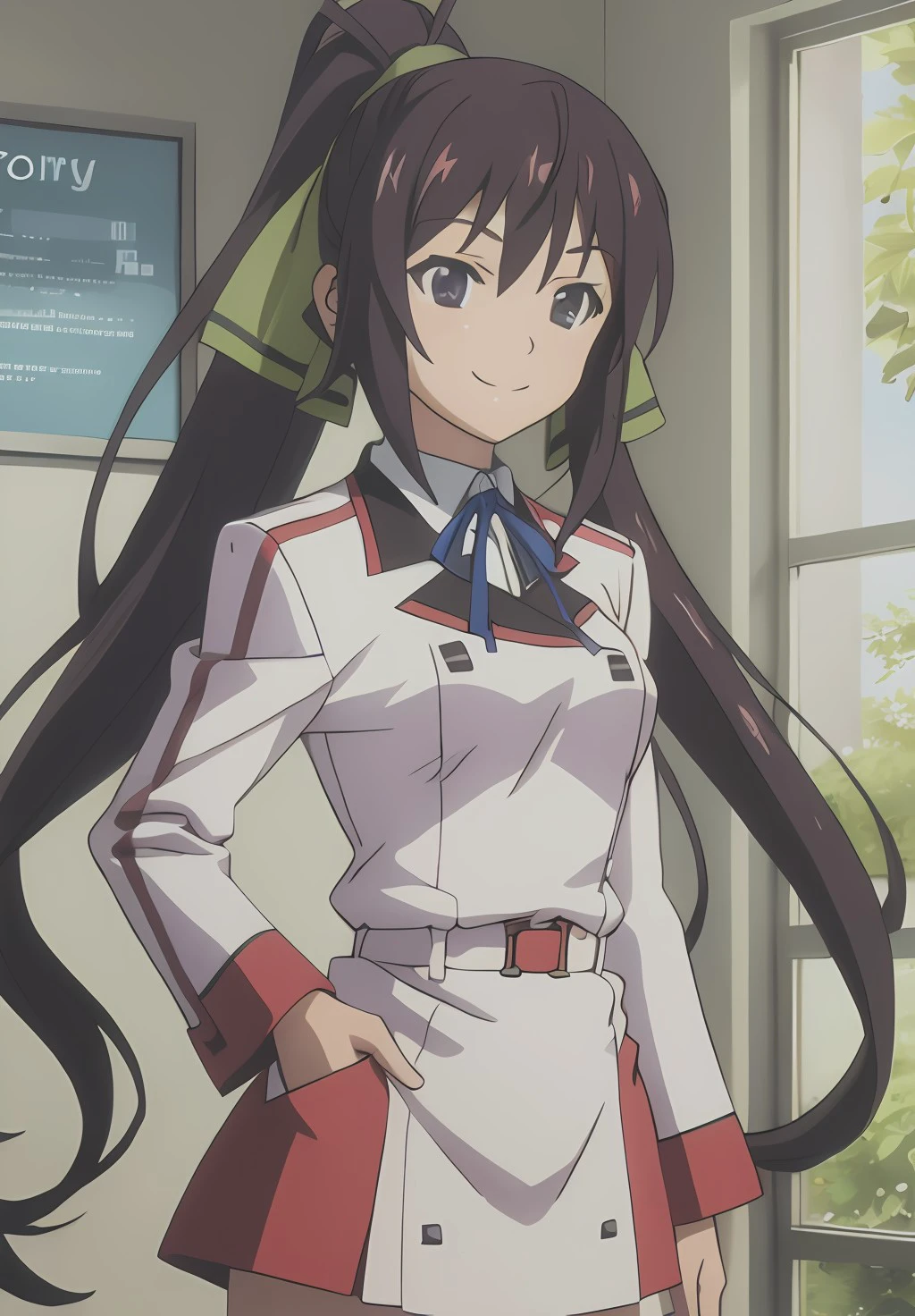 <lora:InfiniteStratos:0.6>, HoukiSchool, solo, smile,