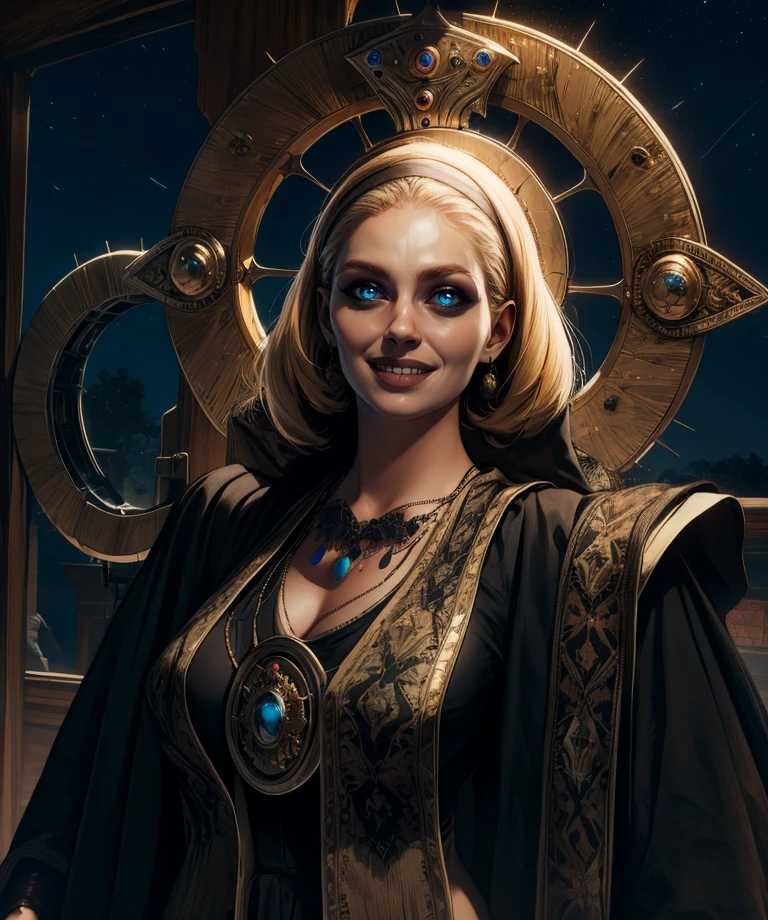 maranda,blue eyes,blonde hair,mechanical halo,
black robes,jewelry,necklace,
standing,upper body,smile,
night,
(insanely detailed, masterpiece, best quality),<lora:mothermaranda:0.8>,