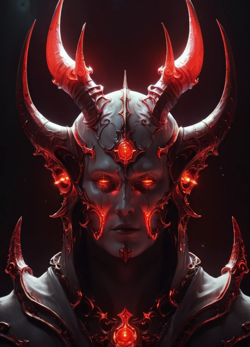 Red Demon, Scince Fiction, Cross, red glowing horns, GHTEN<lora:derv-GHTEN-SDXL-000003:0.7>