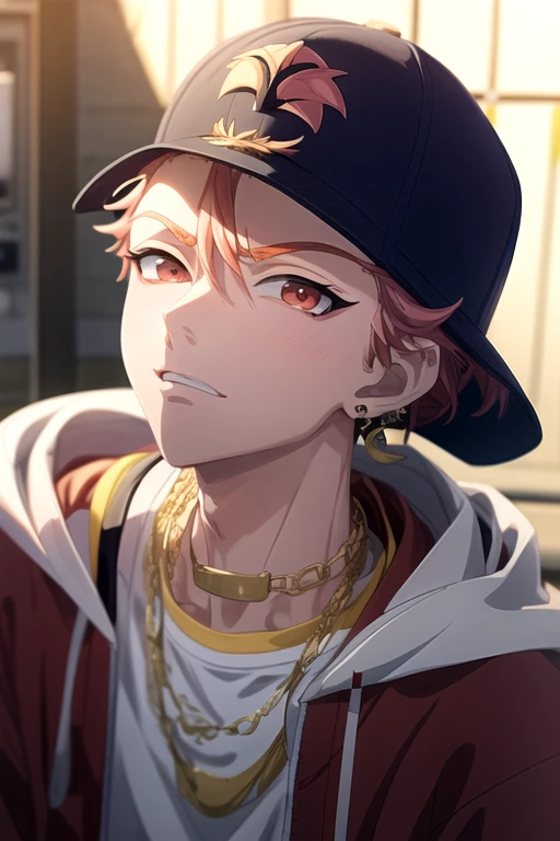 (best quality:1.1), (masterpiece:1.4), illustration, , upper body, depth of field, , (anime:1.4), 1boy, solo, male focus, <lora:satsuki_itou:0.8>, satsuki_itou, , , earrings, , backwards hat, baseball cap, , , hoodie, , atompunk,