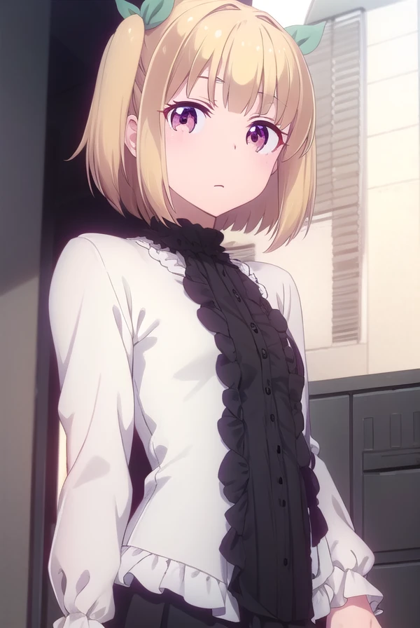 yunijima, <lora:yun ijima s2-lora-nochekaiser:1>, 
yun ijima, short hair, blonde hair, (red eyes:1.3), ribbon, hair ribbon, two side up,
BREAK dress, white dress, collar, puffy sleeves, long sleeves, frills,
BREAK indoors, office,
BREAK looking at viewer, (cowboy shot:1.5),
BREAK <lyco:GoodHands-beta2:1>, (masterpiece:1.2), best quality, high resolution, unity 8k wallpaper, (illustration:0.8), (beautiful detailed eyes:1.6), extremely detailed face, perfect lighting, extremely detailed CG, (perfect hands, perfect anatomy),