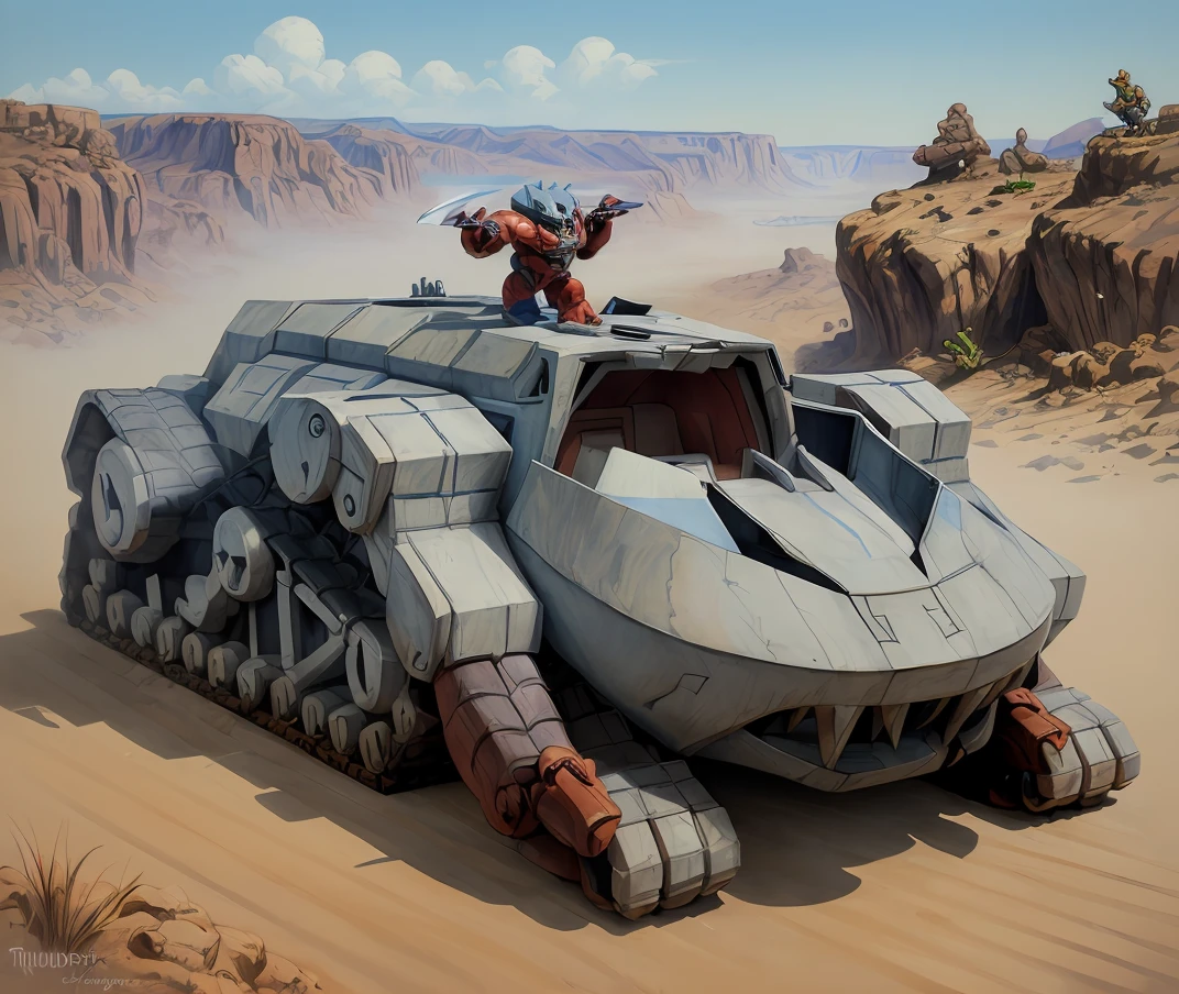 concept art , (best quality), (masterpiece), (detailed), (cartoon),realistic, <lora:quiron_thundertank_v1_Lora:0.87> thunderTankQuiron, . digital artwork, illustrative, painterly, matte painting, highly detailed