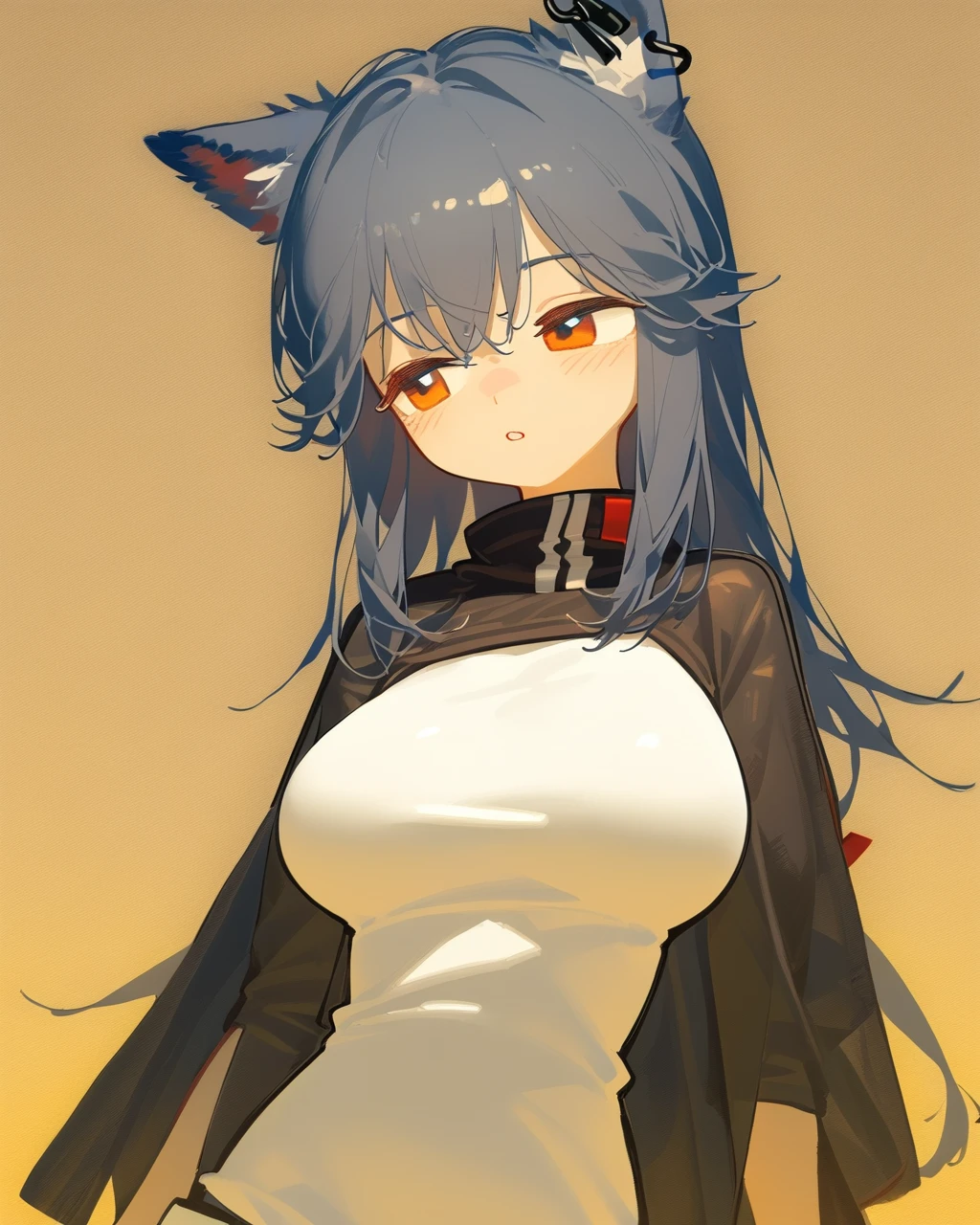 1girl, texas (arknights), tianliang duohe fangdongye, konya karasue, large breasts