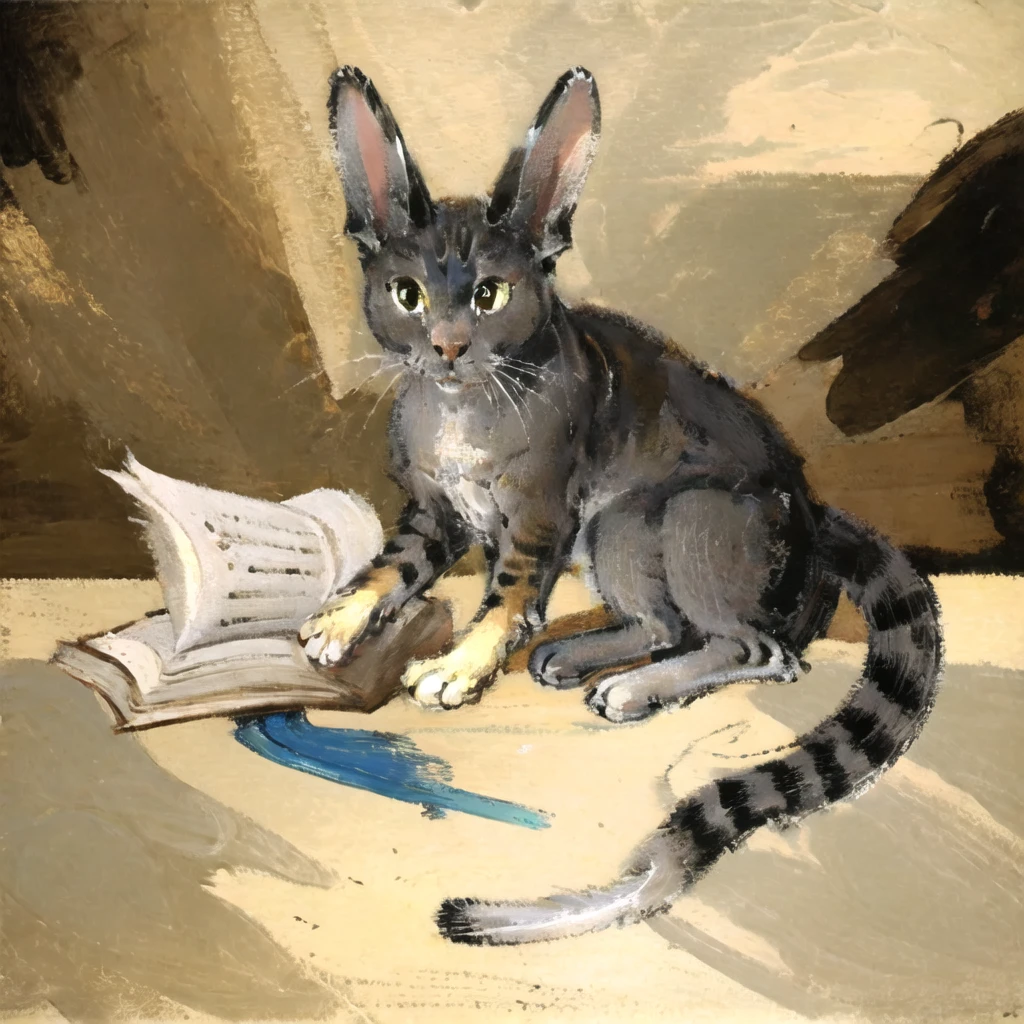 masterpiece, best quality, Medievalcat,solo,desert, galaxy,spaceship
<lora:Medievalcat:0.8>,medieval, painting,sketch,scrawl,rabbit, cat