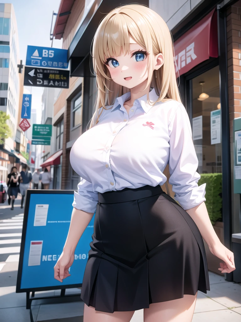 large breasts, shirt, skirt <lora:no see through:1>