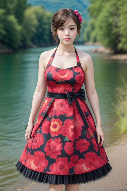 1woman, realistic, masterpiece, full body shot, scenic view
waist bow dress, elbow gloves, halter dress, floral print
<lora:Halter_Dress_By_Stable_Yogi:1>