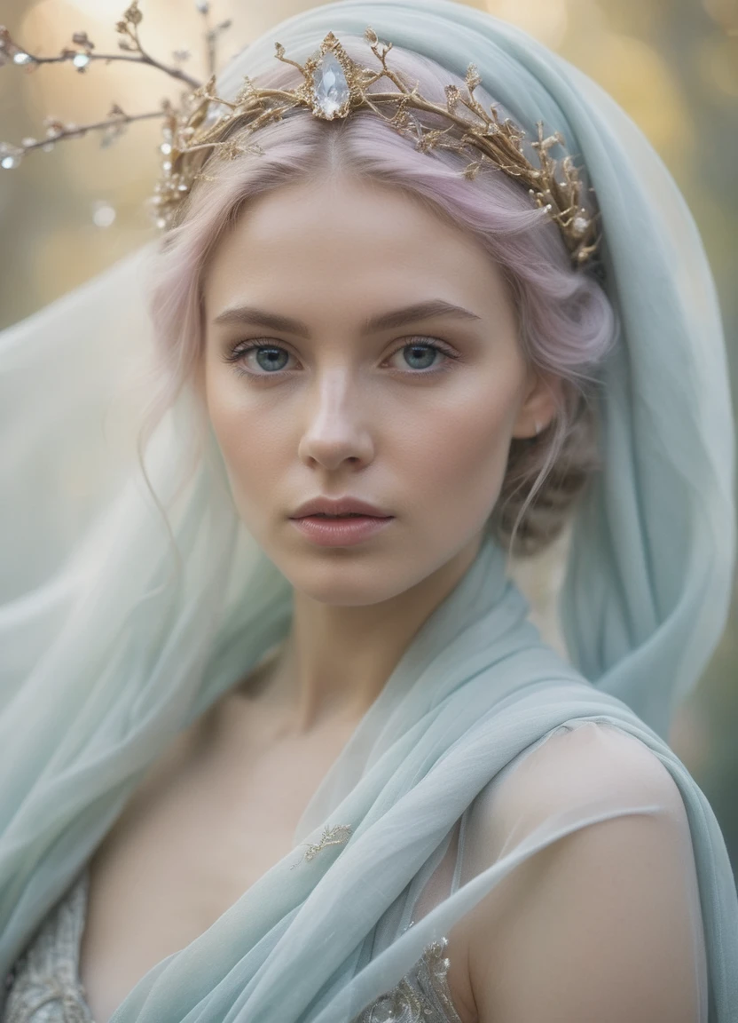 cinematic portrait of Abstract style hauntingly ethereal portrait of a mysterious figure draped in translucent fabric, crystals adorning their hair, amidst a dreamlike swirl of pastel hues and soft light, evoking a sense of calm serenity and elusive beauty, high detail, award winning masterpiece with incredible details . Non-representational, colors and shapes, expression of feelings, imaginative, highly detailed cinematic portrait of , abs, gold filigree, (8k, RAW photo, highest quality), hyperrealistic, in a gray costume wearing a scarf, in the style of ethereal creatures, twisted branches, dusseldorf school of photography, fairycore, intricate embellishments, hauntingly beautiful illustrations, fairytale-inspired
Photorealistic, realistic, Canon 5D Mark IV 85mm f/1.8, realistic eyes, detailed eyes,