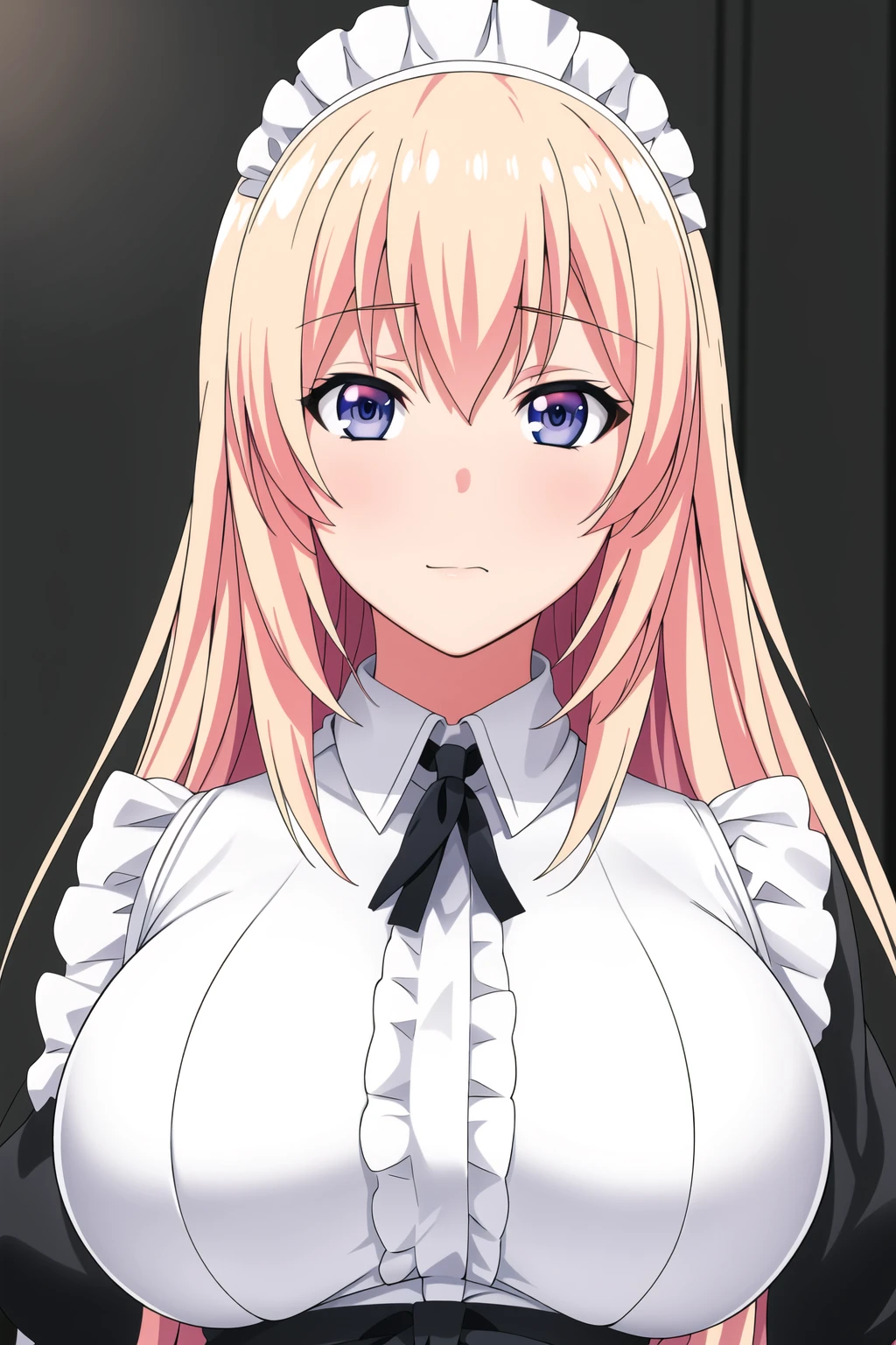 Simple White Background,
maid,maid headdress, maid apron, Black dress,
<lora:honami_ichinose_YouZitsu-KK77-V1:0.7>,
blue eyes, blonde hair,bangs,Long hair,
<lora:Oda_Non_Style-KK77-V2:0.3>,<lora:more_details:0.1>,
1 girl, 20yo,Young female,Beautiful long legs,Beautiful body,
Beautiful Nose,Beautiful character design, perfect eyes, perfect face,expressive eyes,perfect balance,
looking at viewer,(Focus on her face),closed mouth, (innocent_big_eyes:1.0),(Light_Smile:0.3),
official art,extremely detailed CG unity 8k wallpaper, perfect lighting,Colorful, Bright_Front_face_Lighting,White skin,
(masterpiece:1.0),(best_quality:1.0), ultra high res,4K,ultra-detailed,
photography, 8K, HDR, highres, absurdres:1.2, Kodak portra 400, film grain, blurry background, bokeh:1.2, lens flare, (vibrant_color:1.2),professional photograph,
(Beautiful,large_Breasts:1.4), (beautiful_face:1.5),(narrow_waist),