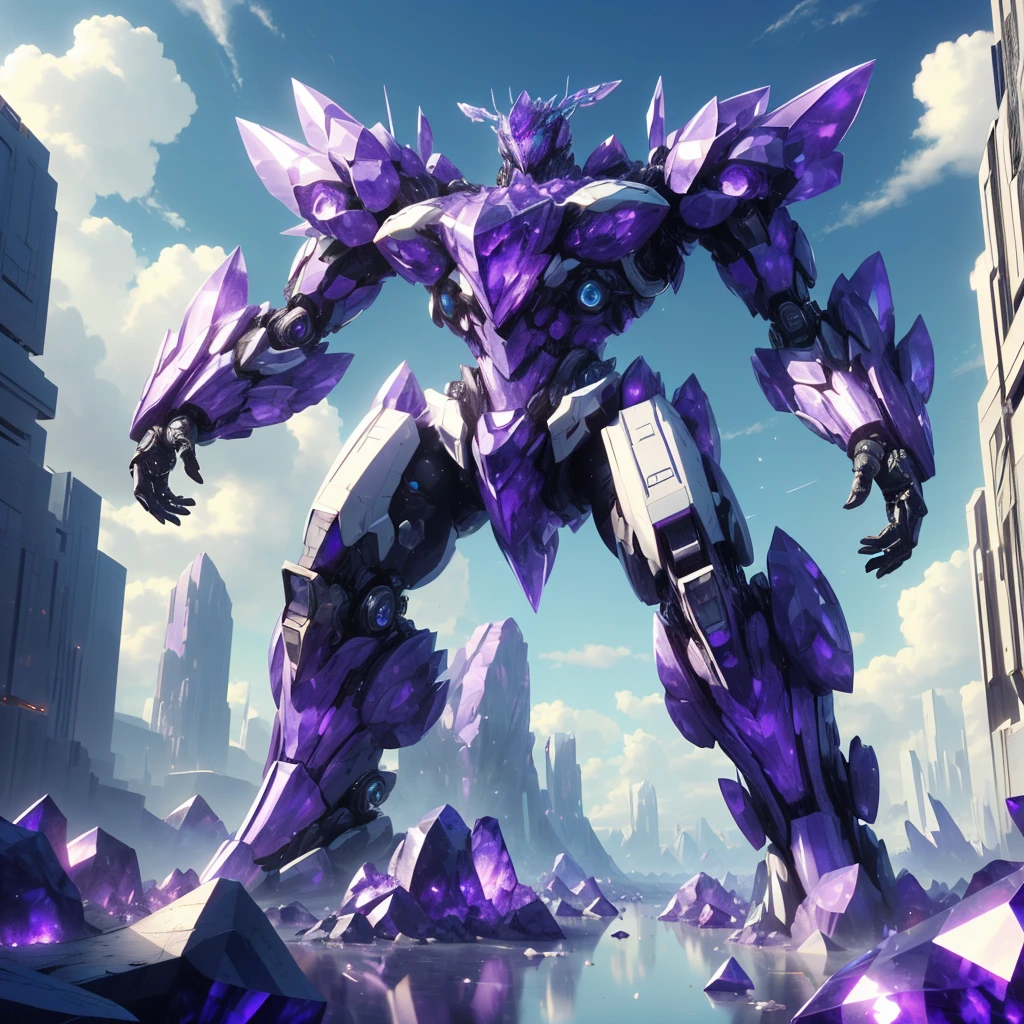 <lora:GemTech-22:0.8>, gemtech , scifi, internal reflections , transparent, inner details , amethyst ,
colossal battle mech , destruction,