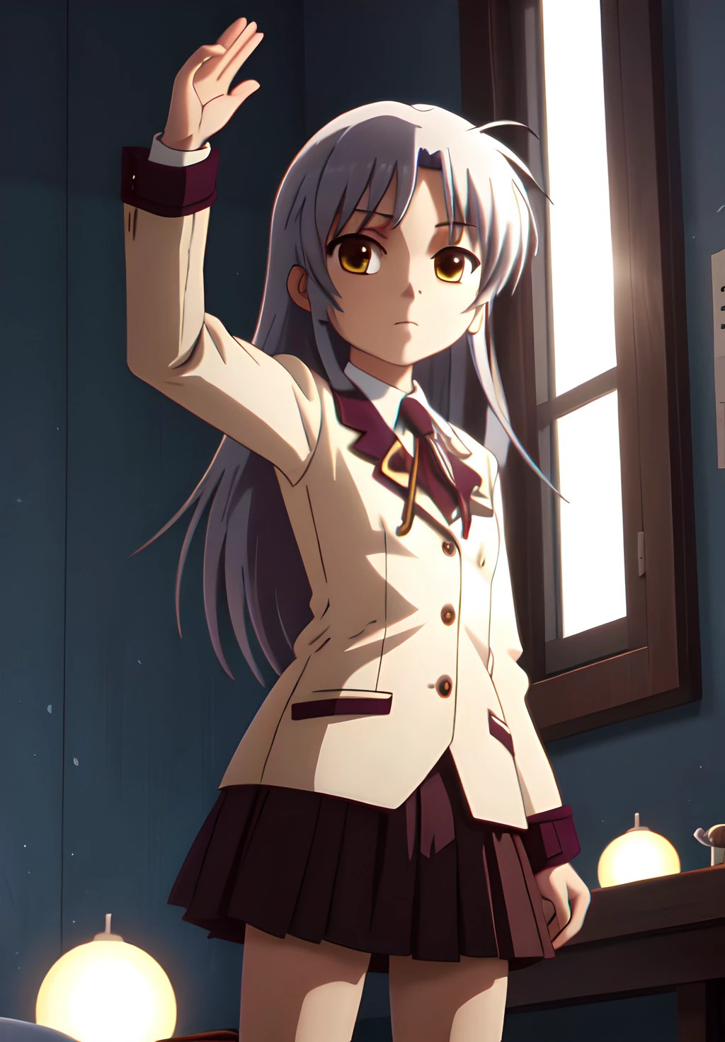 <lora:Angelbeats:0.6>, Kanade, solo, Emotionsless, Dynamic Pose