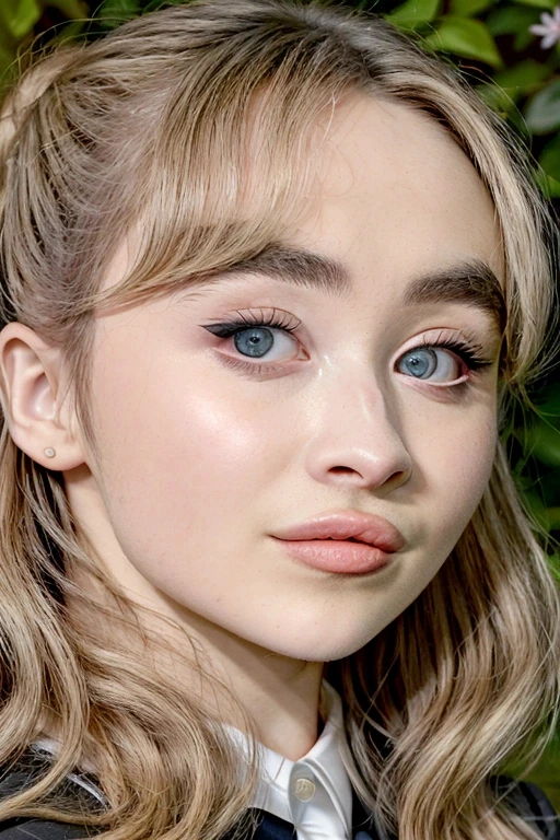 Sabrina Carpenter, wearing business suit, elegant,serious look, unsmiling, photorealistic, realistic
