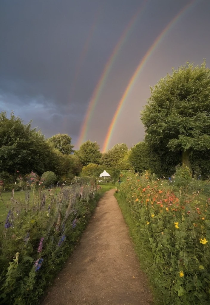 garden, universe, rainbow