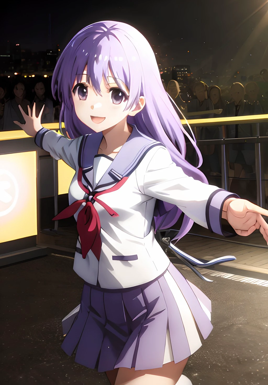 <lora:Angelbeats:0.6>, Miyuki, solo, smile, Dynamic Pose