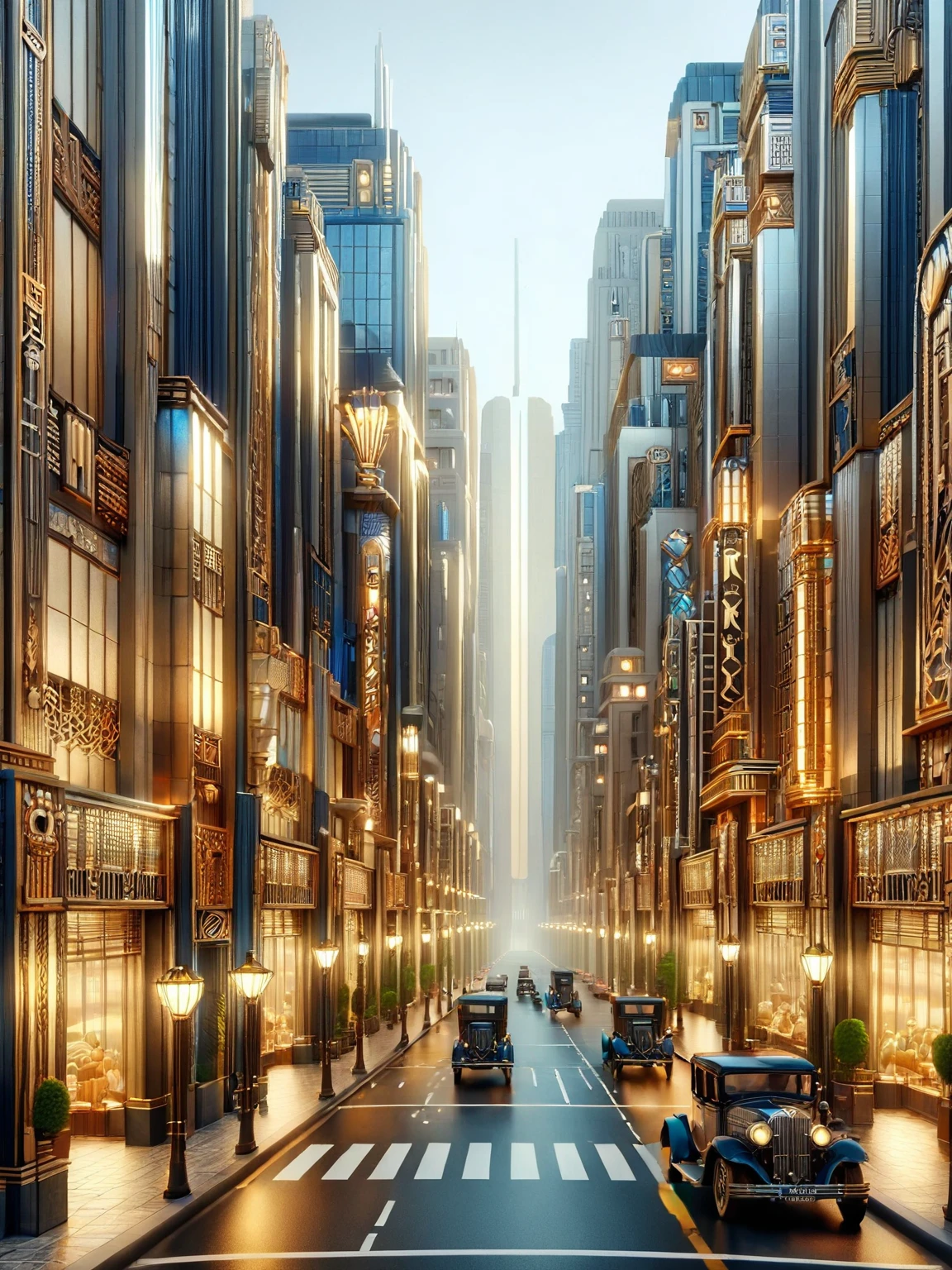 ais-artdeco, a bustling city street <lora:Art_Deco_Style_SDXL:1>