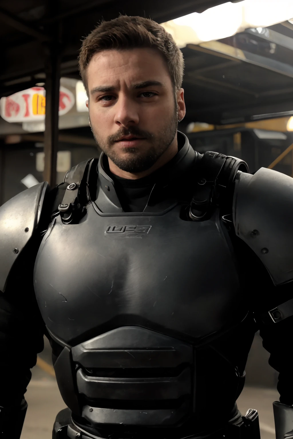 JordanBrandt, portrait photo of muscular bearded guy in a worn mech suit, ((light bokeh)), intricate, (steel metal [rust]), elegant, sharp focus, photo by greg rutkowski, soft lighting, vibrant colors, (masterpiece), ((streets)), (detailed face)+, eye iris
 <lora:JordanBrandtLora:1>