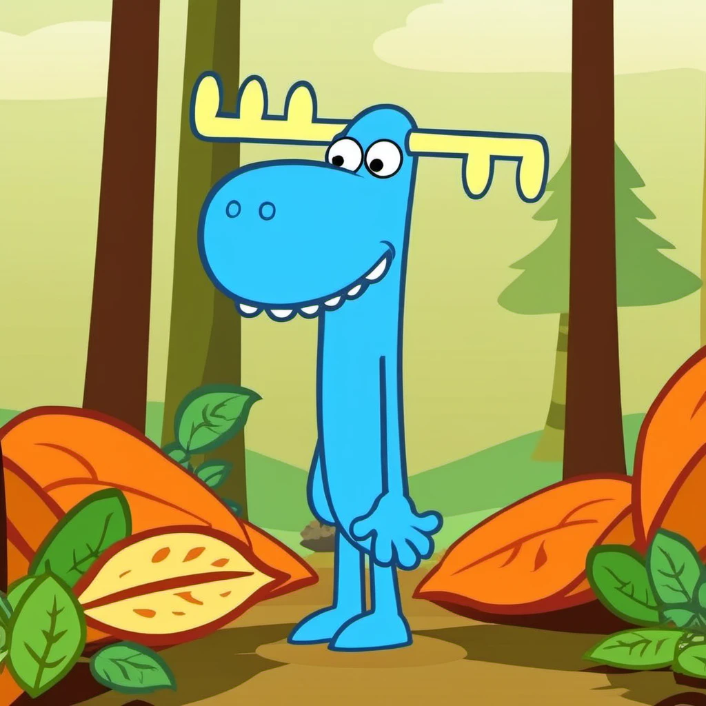 Lumpy1024, a tall blue cartoon character in a forest <lora:Lumpy1024:0.9>