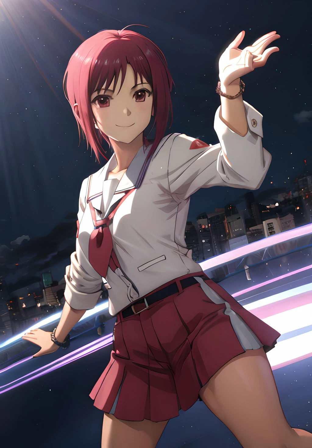 <lora:Angelbeats:0.6>, Masami, solo, smile, Dynamic Pose