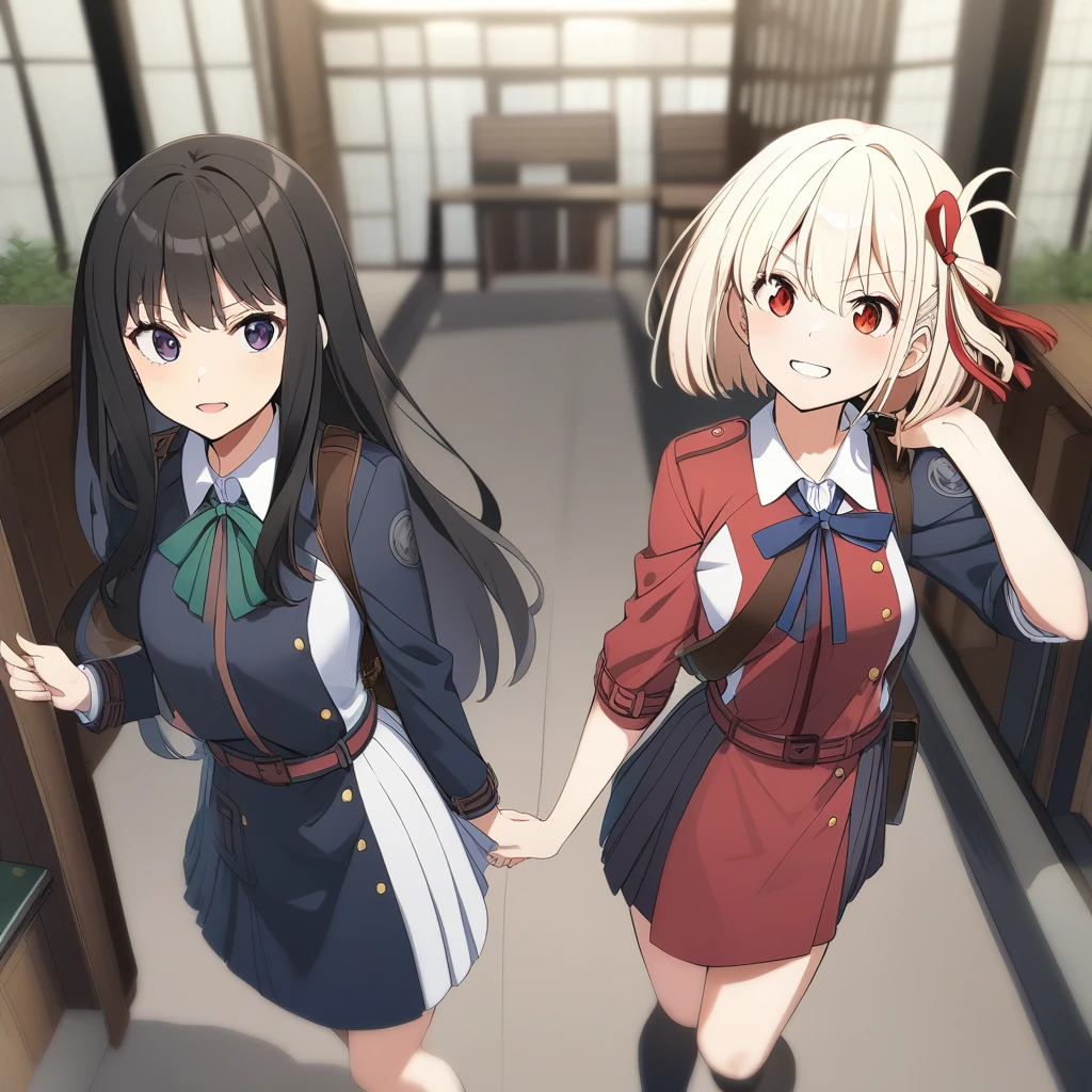 <lora:ly4dim:1>,2girls,nishikigi chisato,inoue takina,lycoris_uniform
