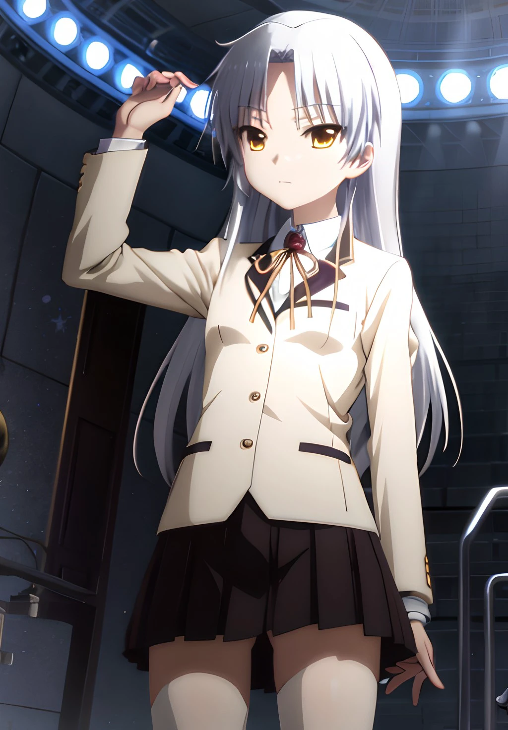 <lora:Angelbeats:0.6>, Kanade, solo, Emotionsless, Dynamic Pose