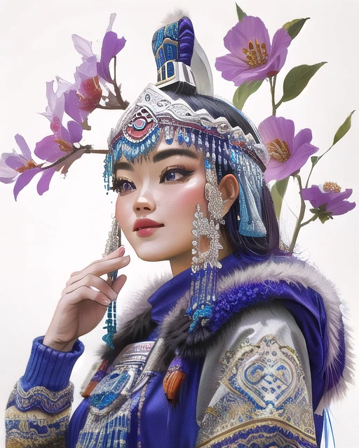 1girl in yakutfa, portrait, dynamic pose, whimsical, fantasy, joyful, reds purples and oranges, (fantasy forest)1.1, coiling flowers, extremely detailed clothes, extremely detailed, masterpiece, 8k, highest quality, trending on artstation