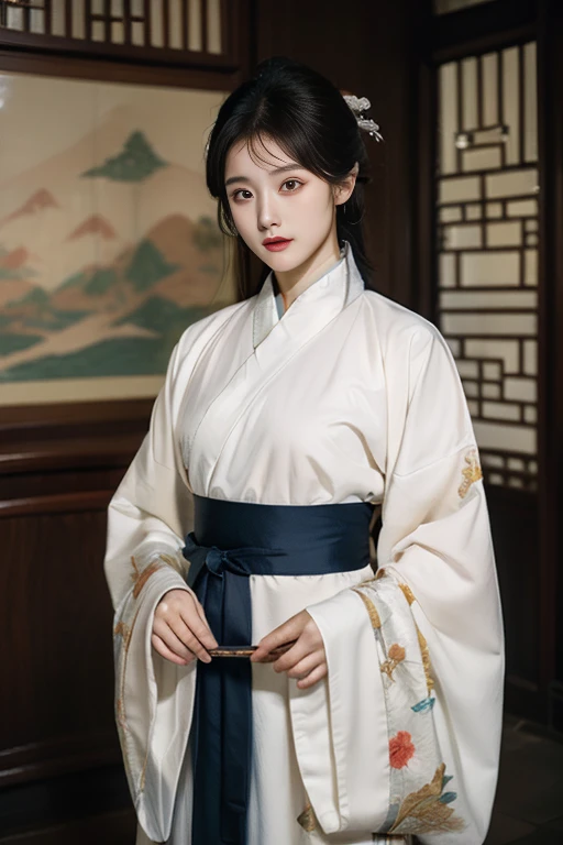 ltra-detailed,highly detailed,best quality,masterpiece,illustration,realistic,photorealistic,
1girl, solo,
hanfu-quju, hanfu, chinese clothes, chinese traditional clothes, long sleeves, wide sleeves, sash,
looking at viewer, upper body, ceremony,
indoors, photo background, east asian architecture,
<lora:hanfu quju_v1_07:0.6>