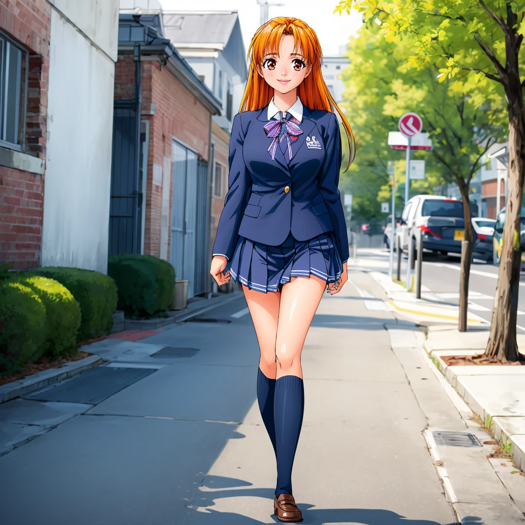 <lora:Akane001:0.7>,<lora:add_detail:0.7>,<lora:noline:0.3>,(<lora:boldline:-0.3>),looking at viewer,smile,
Akane,1girl,longhair,orange hair,solo,
school_uniform,
full body,
school,walking,