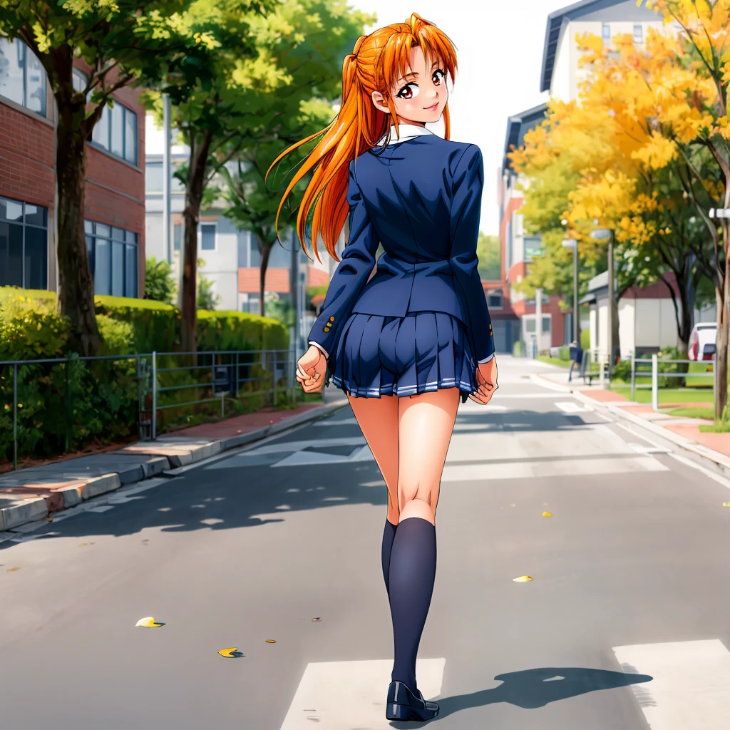 <lora:Akane001:0.7>,<lora:add_detail:0.7>,<lora:noline:0.3>,(<lora:boldline:-0.3>),looking at viewer,smile,looking back,
Akane,1girl,longhair,orange hair,solo,
school_uniform,
full body,
school,walking,