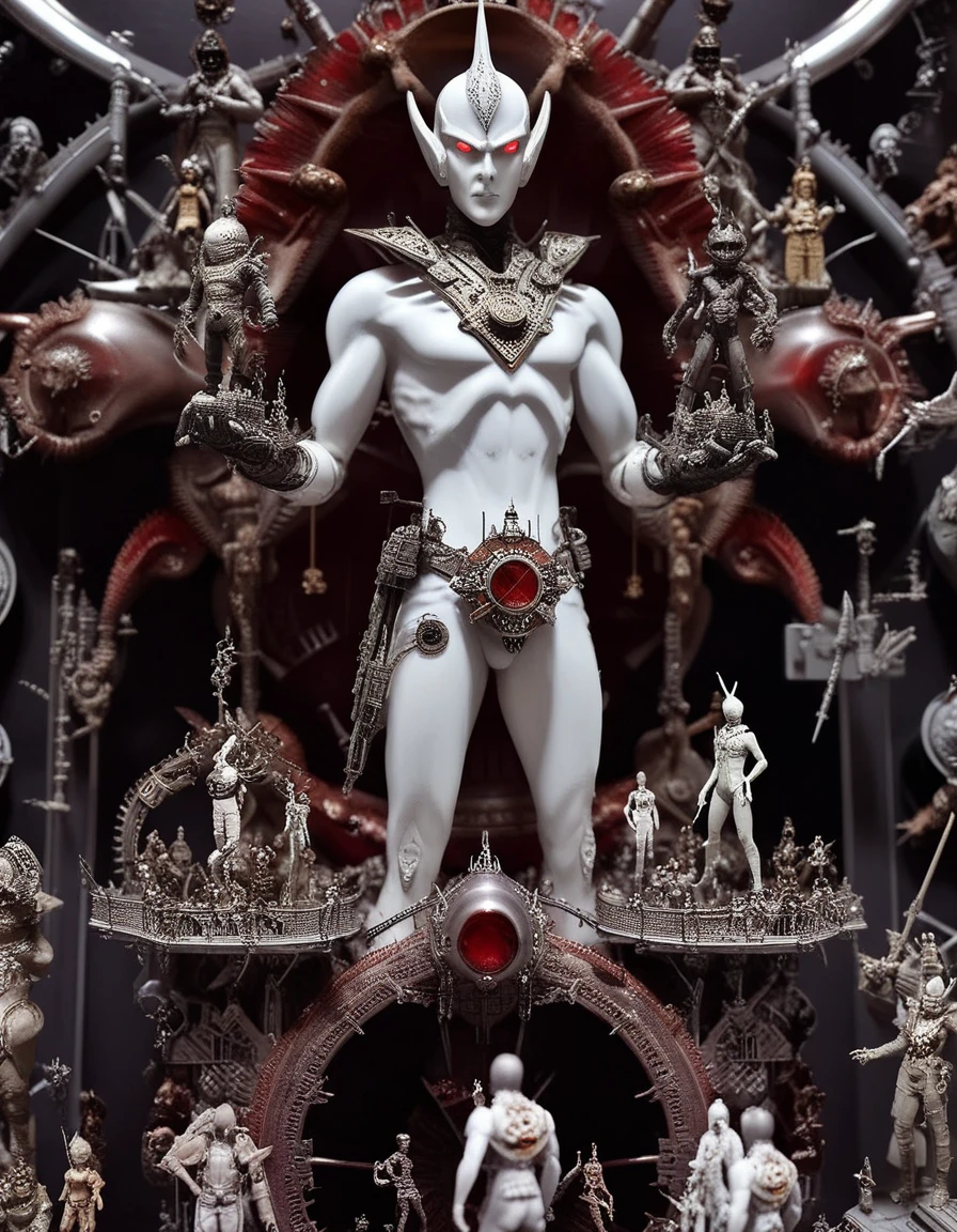 sculpture by Kris Kuksi of Ultraman, professional, 4k, ultra detailed, realistic, 35mm photograph, general view